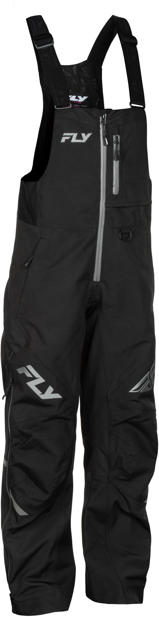 Fly Racing Women's Carbon Bibs Black/Grey 2X – Waterproof Snow Pants with Adjustable Fit and Safety Features