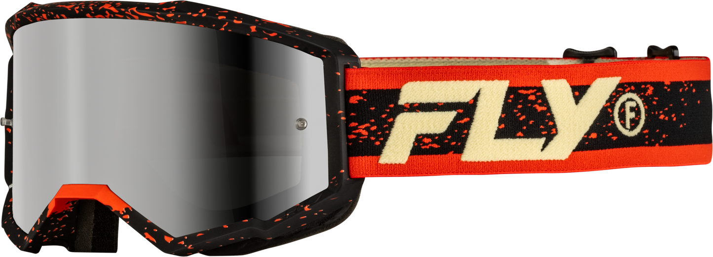 Fly Racing Yth Zone Goggle Black/Red/Cream with Silver Mirror Smoke Lens