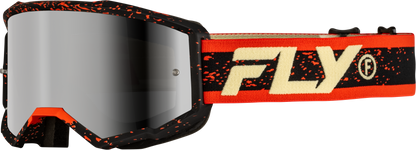 Fly Racing Yth Zone Goggle Black/Red/Cream with Silver Mirror Smoke Lens