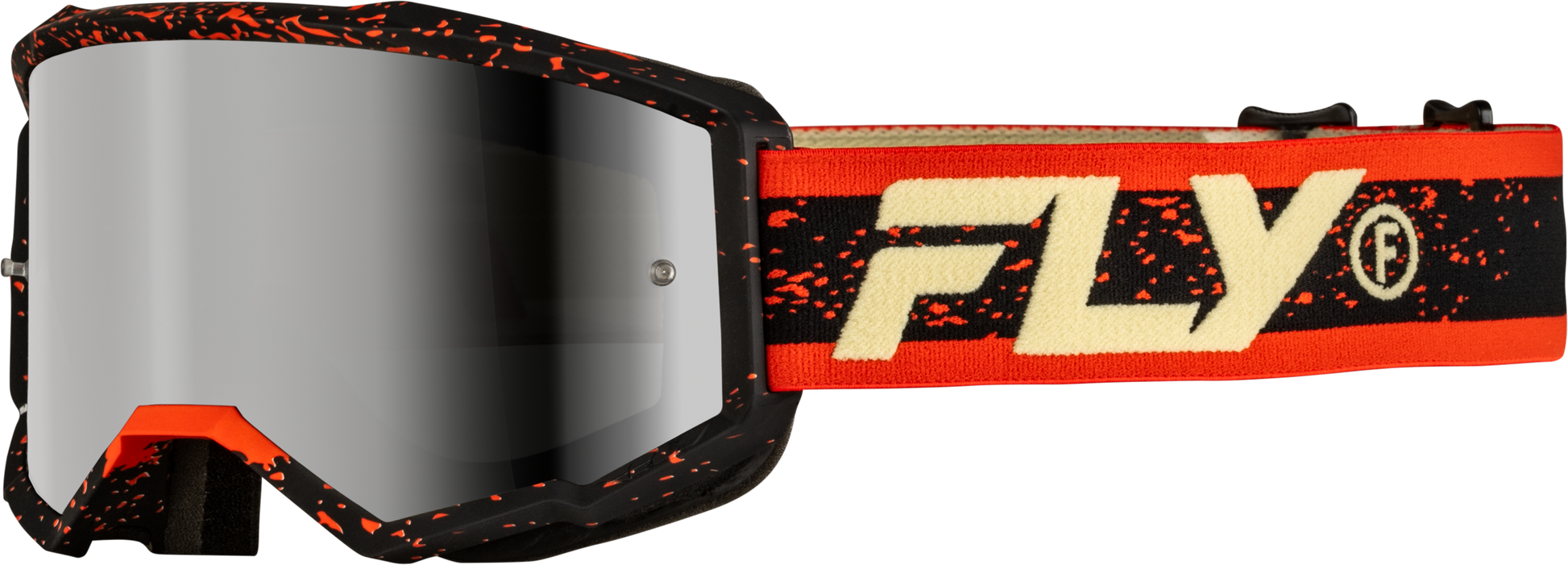Fly Racing Zone Goggle Black/Red/Cream with Silver Mirror Smoke Lens