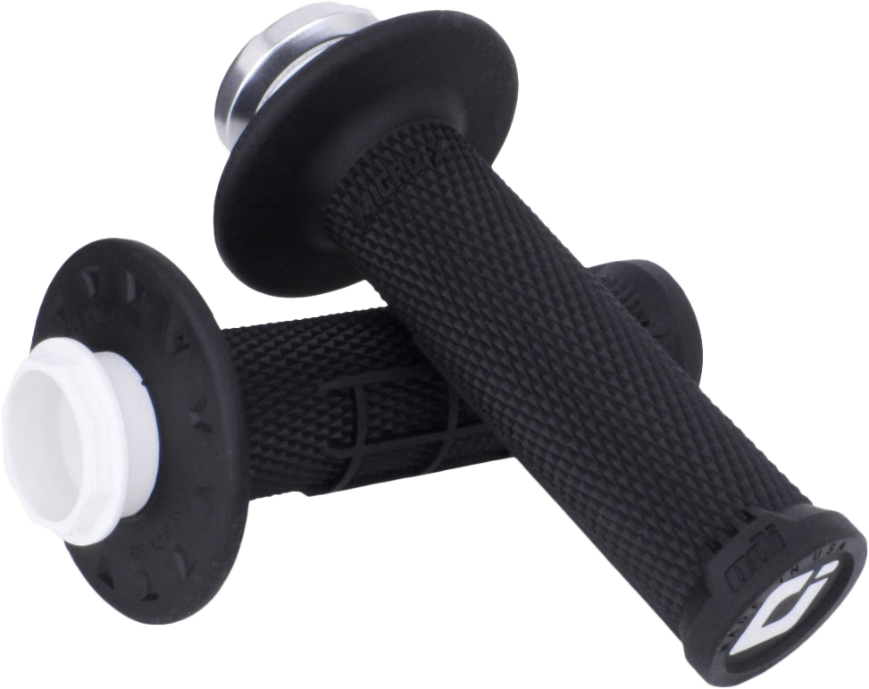 ODI Micro X Lock-On Grips Half Waffle Black/Silver (Part Number H36MXB)