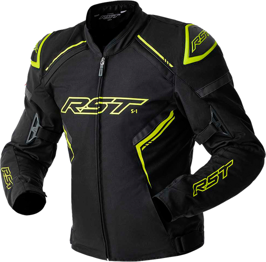 RST S1 D3o Textile Jacket Black/Grey/Fluorescent Yellow, Part Number 103614F.YEL-48