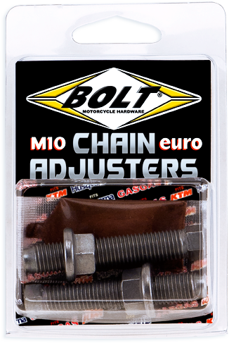 BOLT Euro Style M10 Chain Adjusters for Gas, Husqvarna, and KTM Motorcycles (Part Number CH-EURO)
