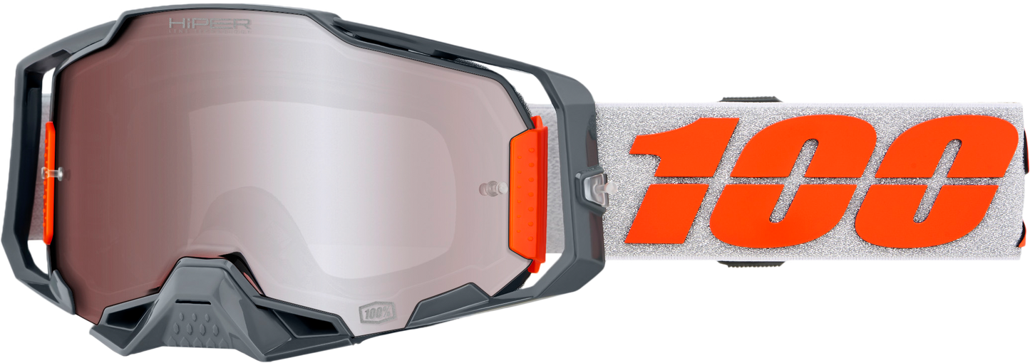 100-Percent Armega Hiper Goggle with Silver Mirror Lens – Enhanced Visibility and Impact Protection