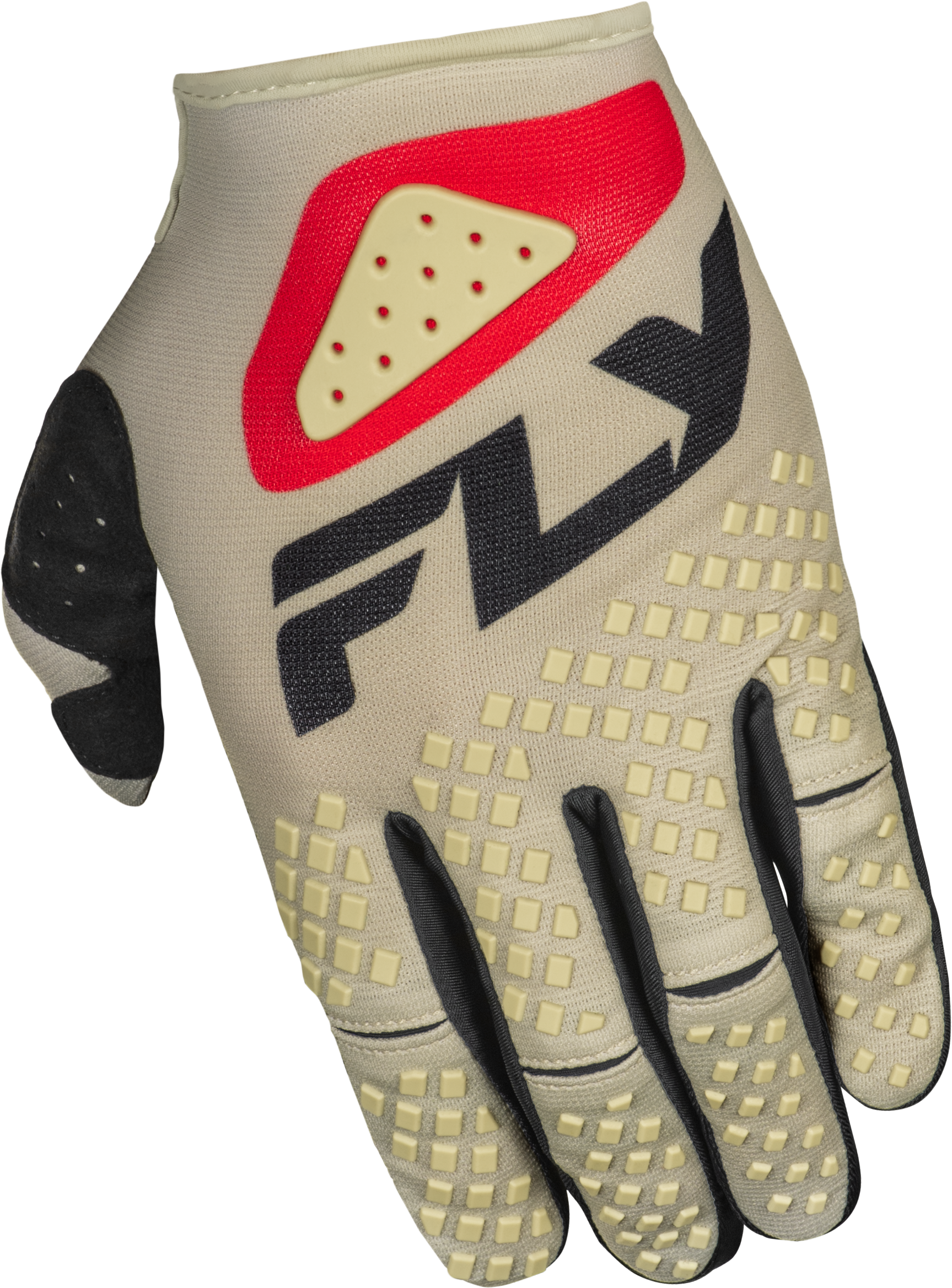 Fly Racing Kinetic Sym Gloves Light Grey, Red & Black – Size Small