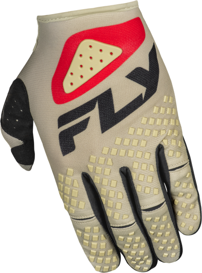 Fly Racing Kinetic Sym Gloves Light Grey/Red/Black - Part Number 378-4103X