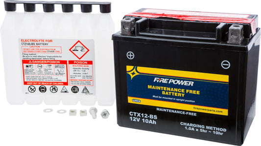 Fire Power CTX12-BS Sealed Maintenance-Free Motorcycle and ATV Battery