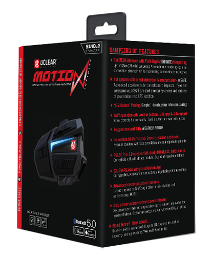 Uclear Motion Infinity Single by UCLEAR – Advanced Motorcycle Helmet Communications System with 1.2 Km Range