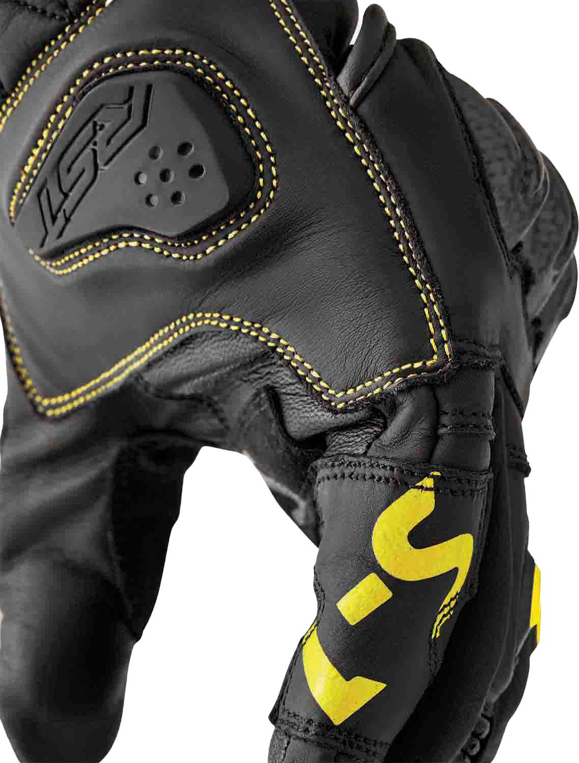 RST S1 Leather Gloves Black and Fluorescent Yellow - Small
