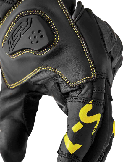 RST S1 Leather Gloves Black and Fluorescent Yellow - Small