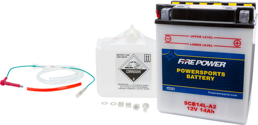 Fire Power SCB14L-A2 Heavy Duty 12V Motorcycle Battery with Acid Pack