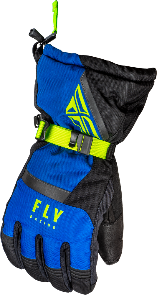 Fly Racing Cascade Gloves Black/Blue/Hi Vis XL – Weatherproof and Insulated Motorcycle Gloves