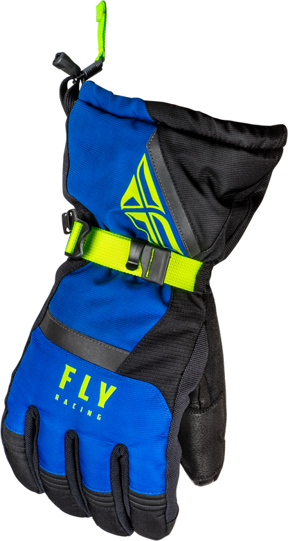 Fly Racing Cascade Gloves Black/Blue/Hi Vis Medium – Weatherproof, Insulated Riding Gloves