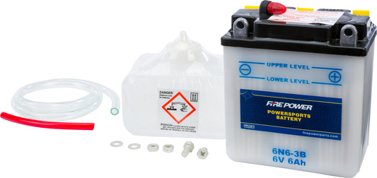 FIRE POWER 6N6-3B 6V Motorcycle Battery with Acid Pack - Fits Honda XL and MT Series