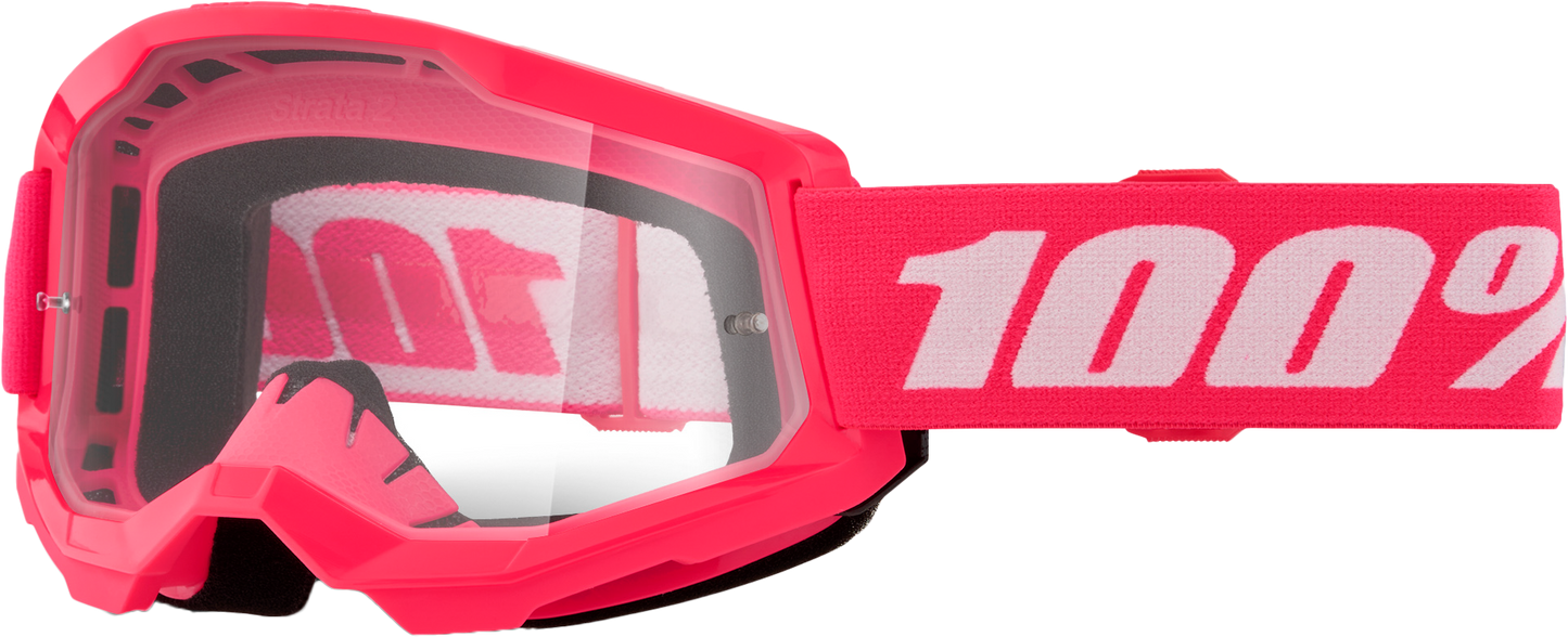 100-Percent Strata 2 Junior Goggle Pink Clear Lens - Youth Snow Sports Eye Protection