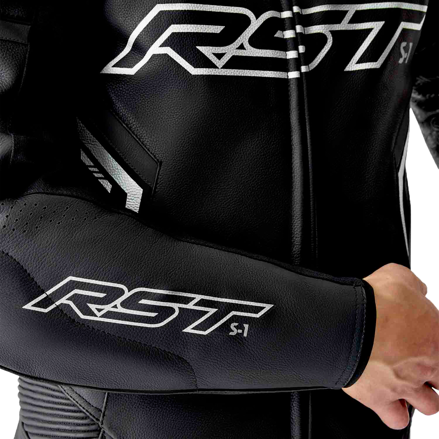 RST S1 D3o Suit Black and White Leather Motorcycle Suit - Part 103604WHI-42