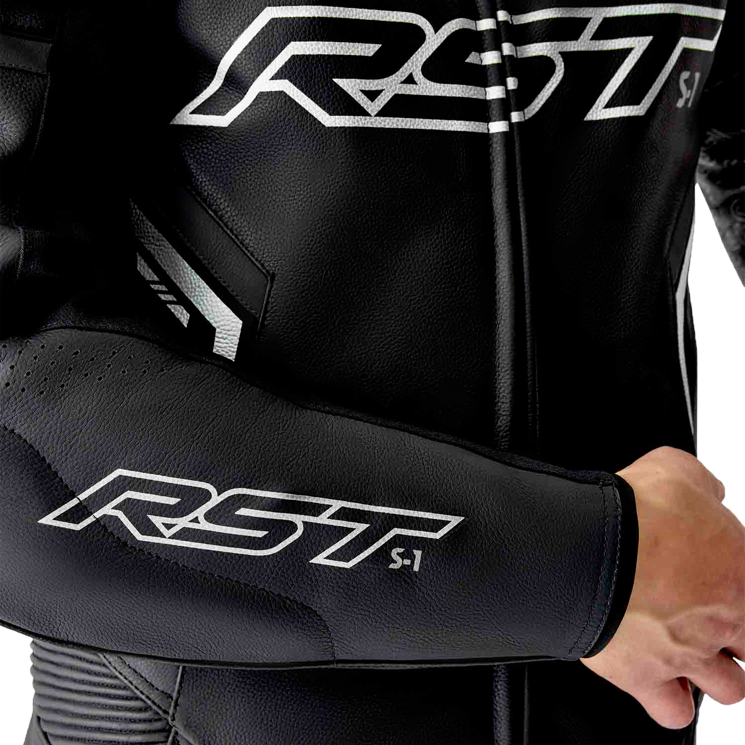 RST S1 D3o Suit Black and White Leather Motorcycle Suit - Part 103604WHI-42
