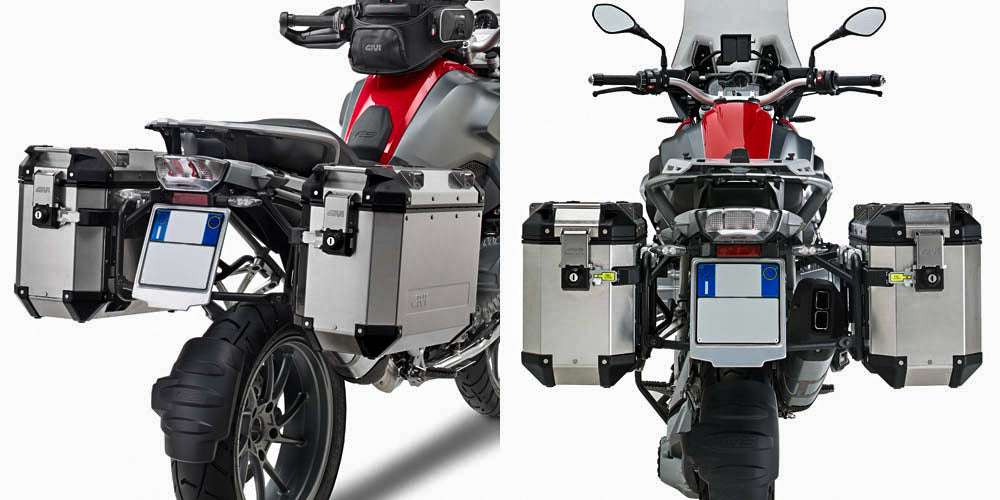 GIVI PL5108CAM Side Case Hardware Outback for BMW R1200GS - Pair, Matte Black with Red or Smoke Lenses