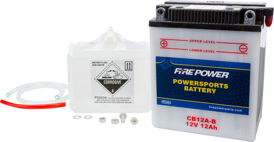 Fire Power CB12A-B Heavy Duty 12V Motorcycle Battery with Acid Pack
