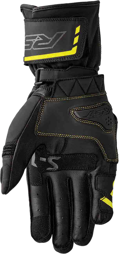 RST S1 Leather Gloves for Men and Women - Black and Yellow, Size 2XL