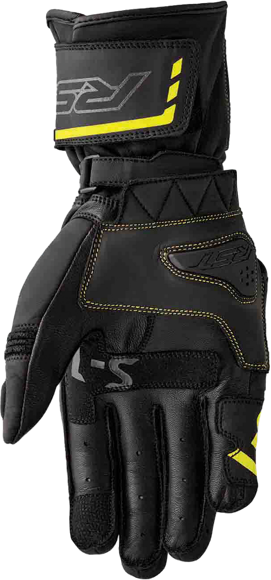 RST S1 Leather Gloves Black and Fluorescent Yellow, Size XL