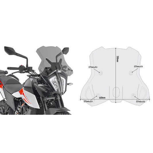 GIVI 7710D Smoke Motorcycle Windshield for KTM - Enhanced Wind Protection and Style