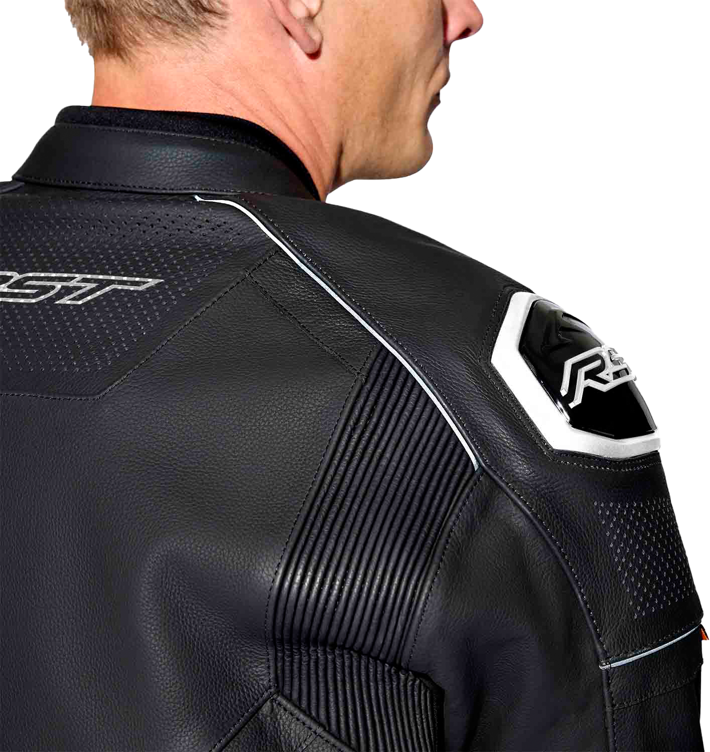 RST S1 D3o Leather Jacket in Black and White, Extra Small - Part Number 103605WHI-38