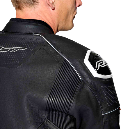 RST S1 D3o Leather Jacket in Black and White, Extra Small - Part Number 103605WHI-38