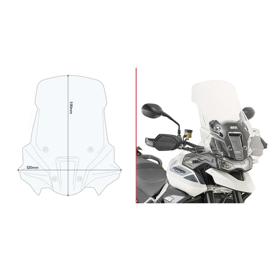 GIVI D6415ST Clear Motorcycle Windshield for Enhanced Wind Protection and Style