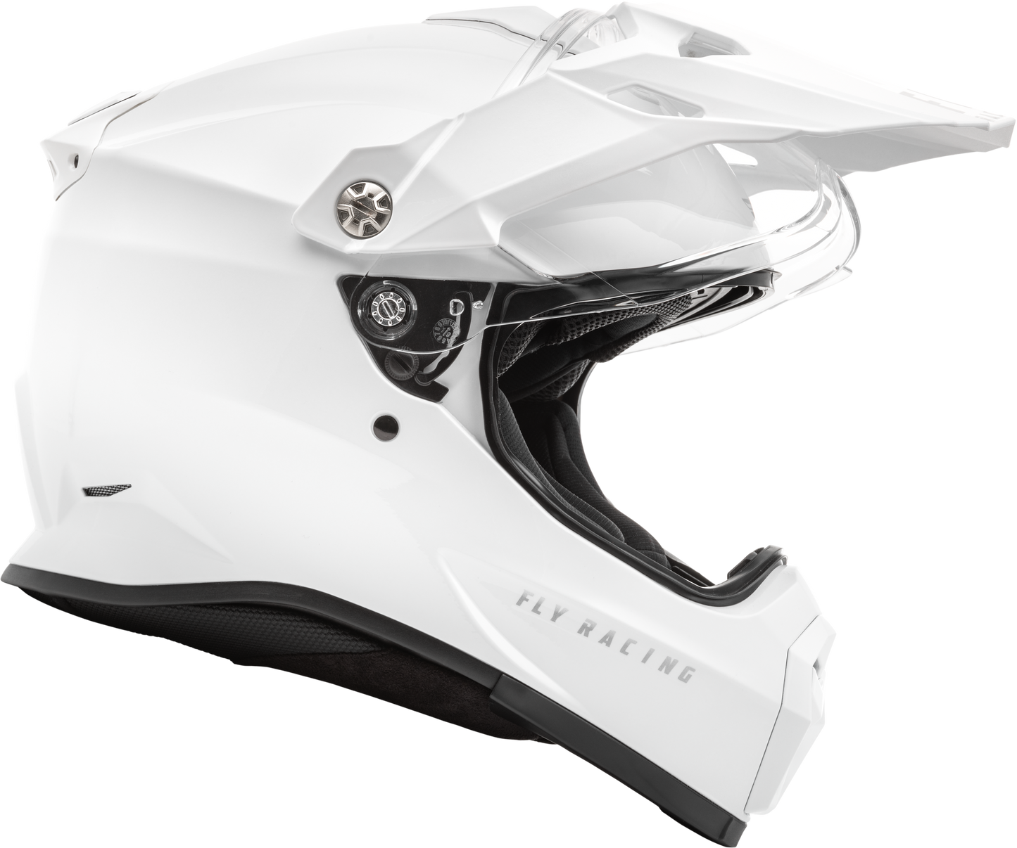 Fly Racing Trekker Solid Helmet White Medium - DOT & ECE Approved Motorcycle Helmet with Drop-Down Sunshade and Removable Interior