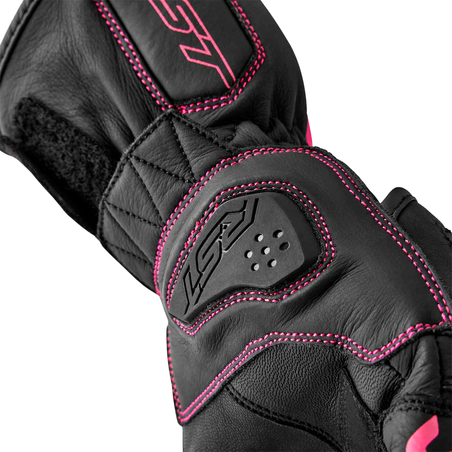 RST Women’s S1 Leather Glove Black and Pink, Large - Part Number 103653PNK-08