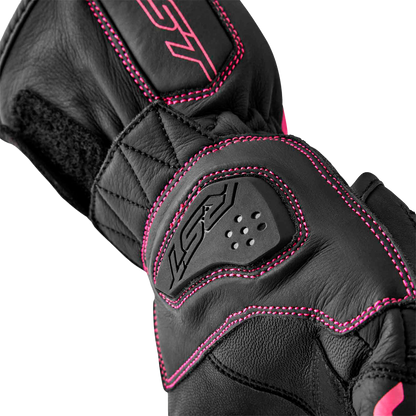 RST Women’s S1 Leather Glove Black and Pink, Large - Part Number 103653PNK-08
