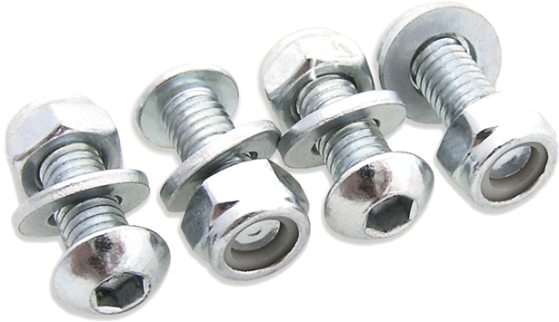BOLT License Plate Bolts and Nuts Kit - Zinc Plated Steel, 4-Piece Set