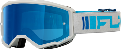 Fly Racing Youth Zone Goggle Silver/Blue with Dark Blue Mirror Smoke Lens