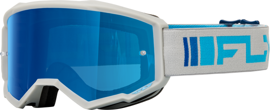 Fly Racing Youth Zone Goggle Silver/Blue with Dark Blue Mirror Smoke Lens