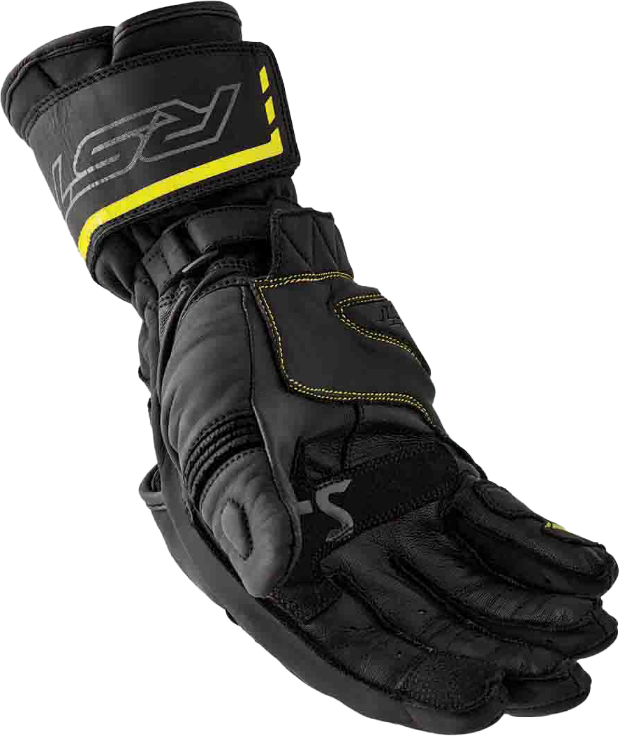 RST S1 Leather Gloves Black and Fluorescent Yellow - Small