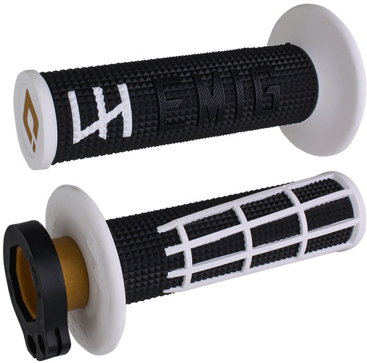 ODI Emig 2.0 V2 Lock On Grip Black/White - High-Performance Off-Road Motorcycle Handlebar Grip