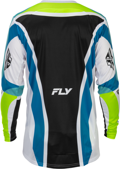 Fly Racing Lite Le Current Jersey White, Lime & Blue - Men's Motorcycle Riding Jersey