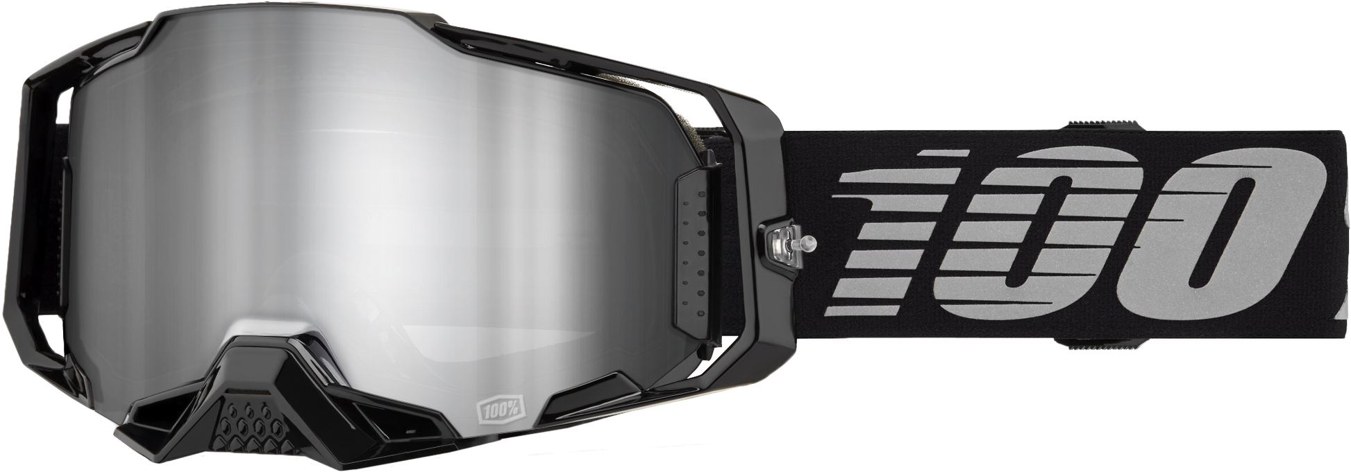 100 Percent Armega Goggle with Black Mirror Silver Lens - Premium Impact-Resistant MX Goggles