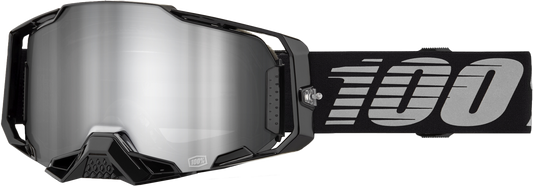 100 Percent Armega Goggle with Black Mirror Silver Lens - Premium Impact-Resistant MX Goggles