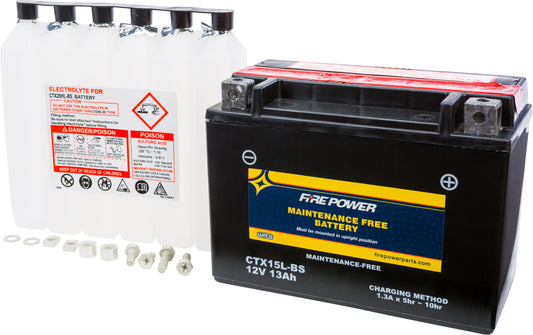 Fire Power CTX15L-BS Maintenance Free Sealed Motorcycle and ATV Battery