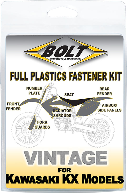 BOLT Full Plastic Fastener Kit for Kawasaki KX Models - OEM Quality Replacement Parts