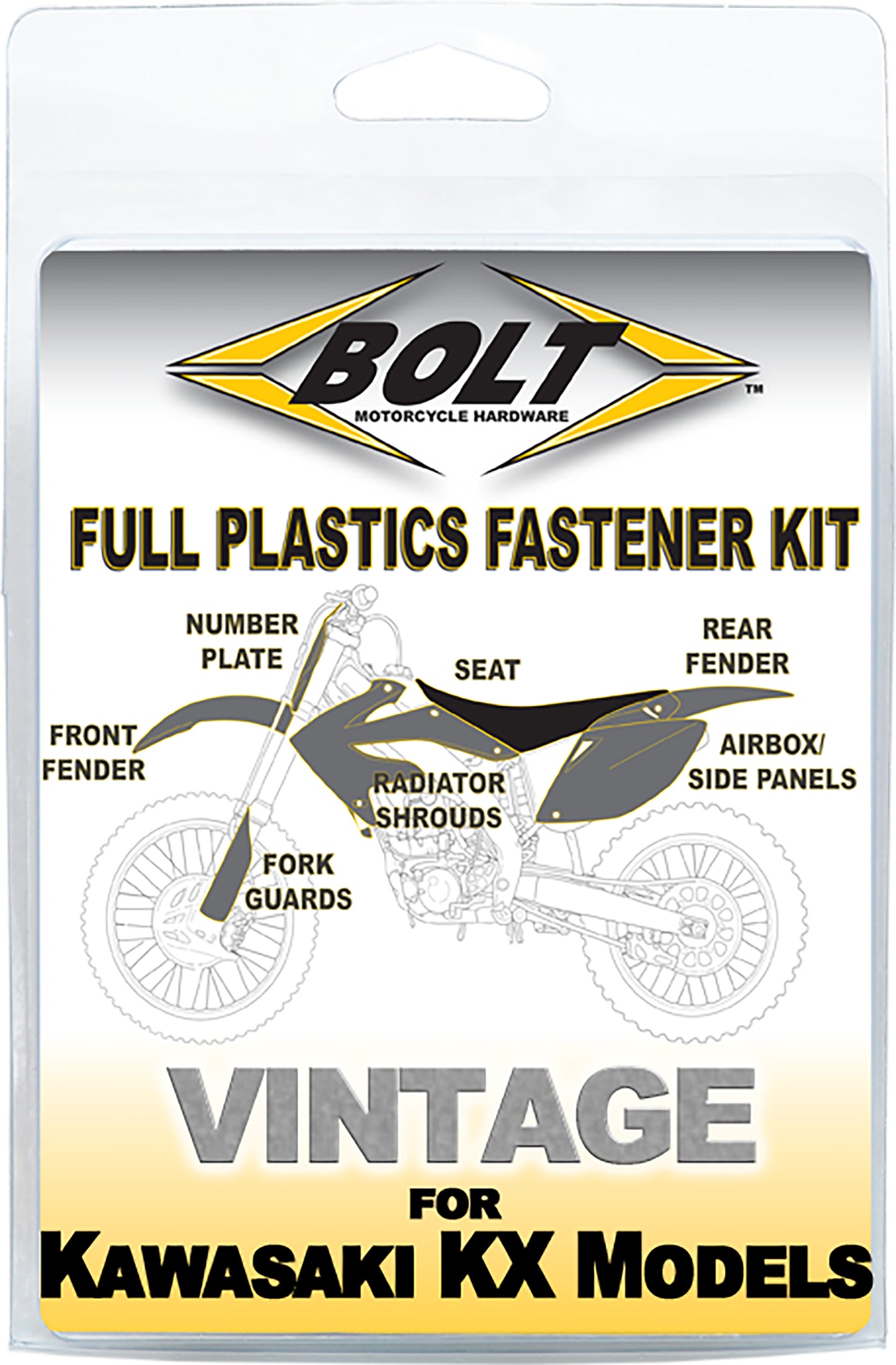 Bolt Full Plastic Fastener Kit for Kawasaki KX Models - OEM Quality, Easy Install