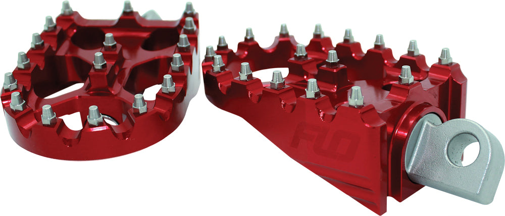 FLO MOTORSPORTS Moto Style Footpeg Set for Harley Davidson – Red 2" x 3.125" with Stainless Steel Cleats