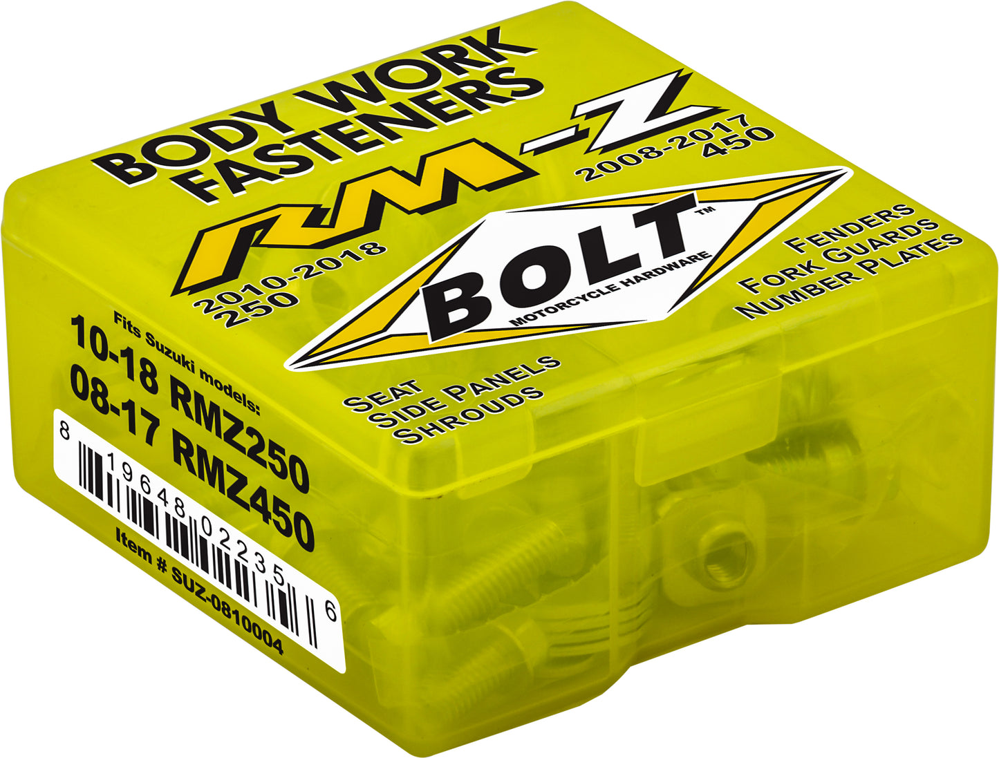 Bolt Full Plastic Fastener Kit for Suzuki RM-Z Models - OEM Quality Restoration