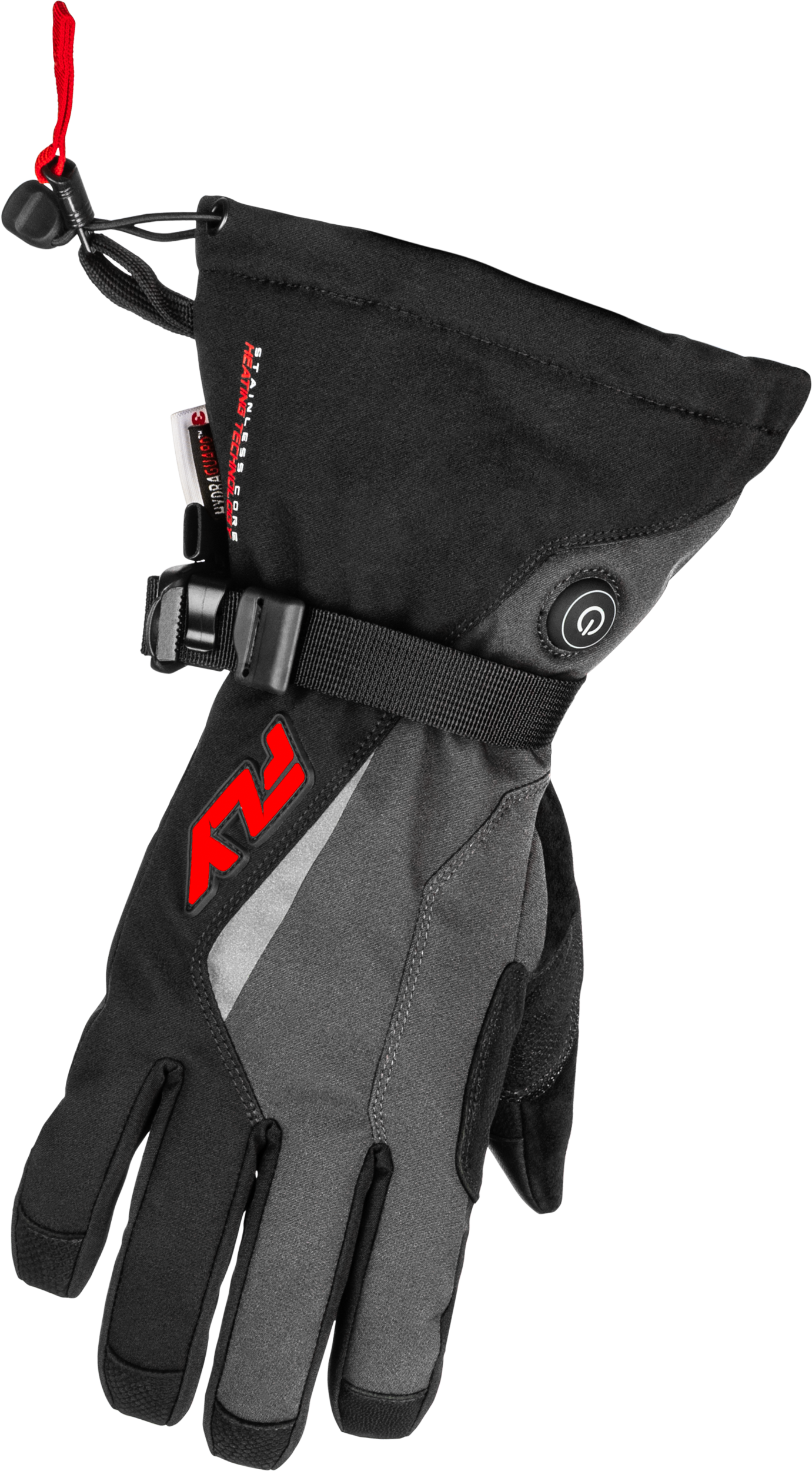 Fly Racing Title Heated Gauntlet Gloves Grey/Black/Red XL