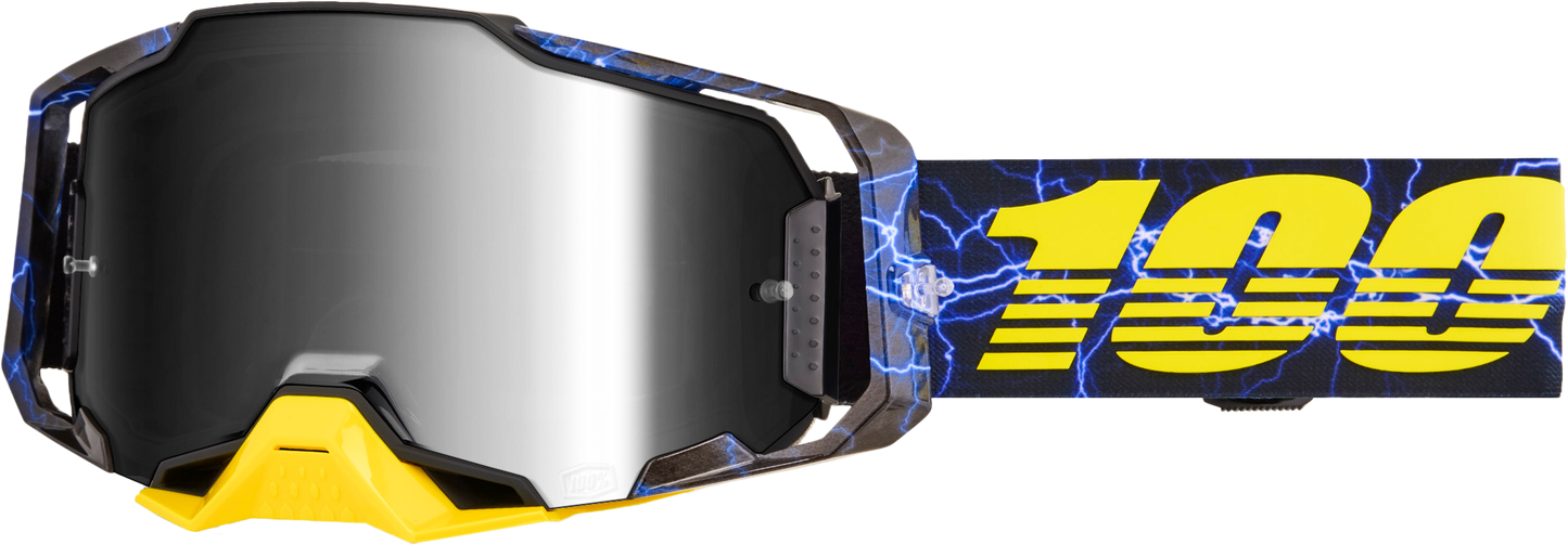 100-Percent Armega Goggle with Furious Mirror Silver Lens - Impact-Resistant, Fog-Free Motocross Goggles