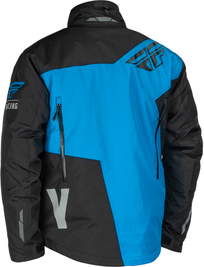 Fly Racing SNX Pro Jacket Black/Blue Medium – Waterproof Snowmobile Jacket with Removable Thermal Liner
