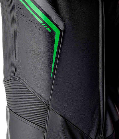 RST S1 D3o Suit Black, Gray, and Fluorescent Green Leather - Part #103604F.GRN-40