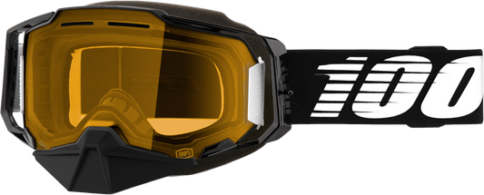 100-Percent Armega Snowmobile Goggle Black with Yellow Lens – High-Impact, Ergonomic Design